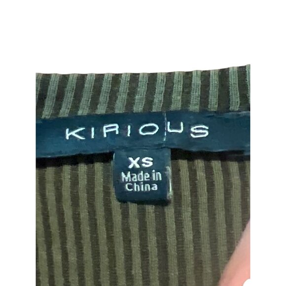 Kirious XS Green Ribbed Long Sleeve‎ Top For Women Fall Basic - Picture 2 of 7